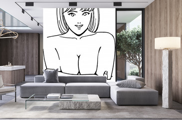 Fototapeta Female breast drawing tutorial. Drawing a womans body with an na  wymiar • poradnik, lekcja, ilustracja •
