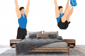 Man Doing Hanging Leg Raises To Bar Flat Vector Illustration