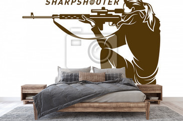 Sniper logo design concept style sharpshooter Vector Image