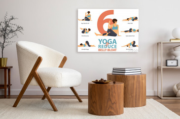 6 yoga poses for reduce belly bloat in flat design