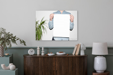 A3 Poster Mock-Up - Man In A Denim Shirt Holding A Poster On A