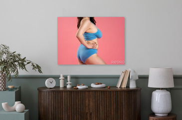 Fat Woman with Very Large Breasts in Blue Underwear on Pink Background,  Body Care Concept Stock Photo - Image of augmentation, breast: 230123790