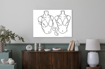 Obraz Female breast drawing tutorial. Drawing a womans body with an na  wymiar • poradnik, lekcja, ilustracja •