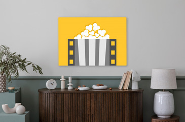 Obraz Popcorn. Film strip line. Pop corn box. Cinema movie night icon. na  wymiar • prażona kukurydza, pop, kukurydza •