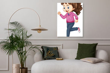 Cute girl doing running exercise cartoon character isolated