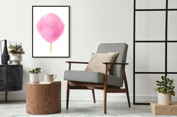 Cotton Candy Realistic Pink Cotton Candy On Wooden Stick Summer