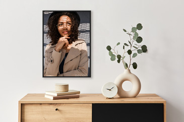 Cool black girl with curly hair, glasses, 90s, 80s, retro hip hop