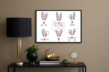 Easter Bunny Hand Drawn Face Of Rabbits Ears And Muzzle With