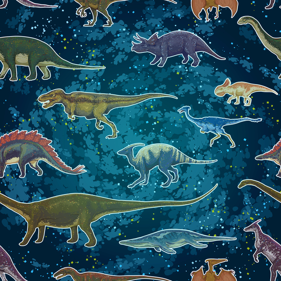 Dinosaurier vor dem hintergrund der galaxie