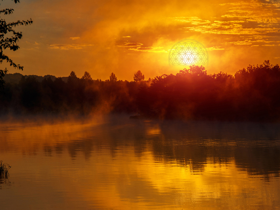 Sonnenuntergang am kleinen see