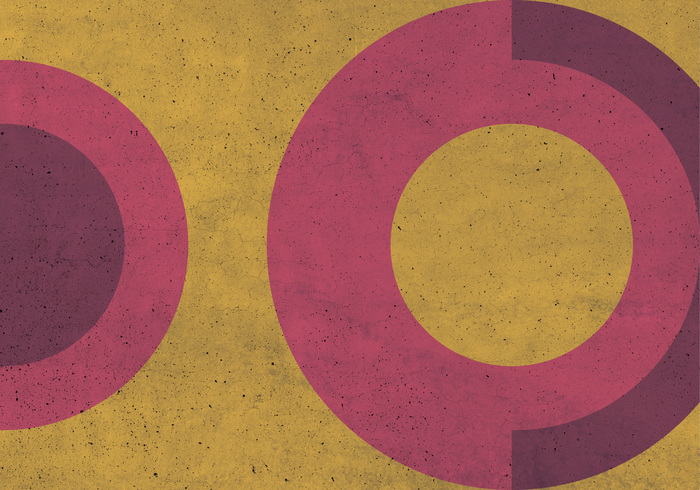 Rosa ringe auf gelbem grund und betontextur