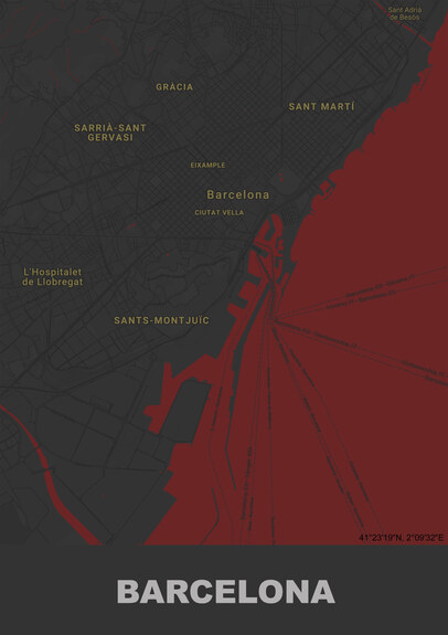 Stadtplan barcelona bei nacht