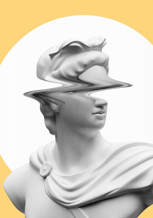 Skulptur mit verschwommenem gesicht 