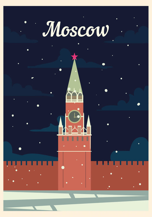 Architektur von moskau bei nacht