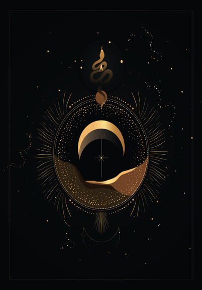 Astrologisches Motiv auf schwarzem Hintergrund