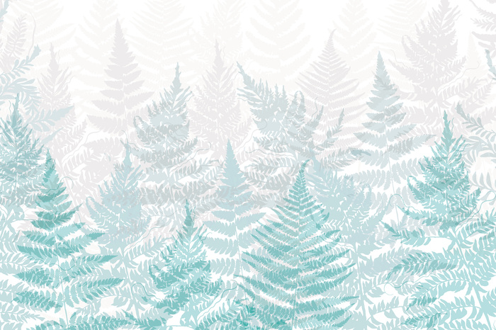 Wald von farnen in blau