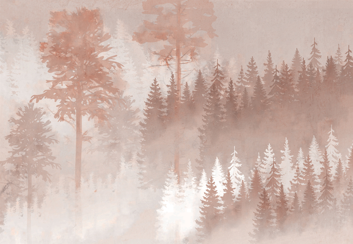 Verschwommener wald, aquarell-landschaft