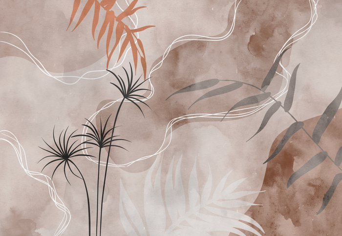 Blätter auf abstraktem hintergrund im aquarellstil