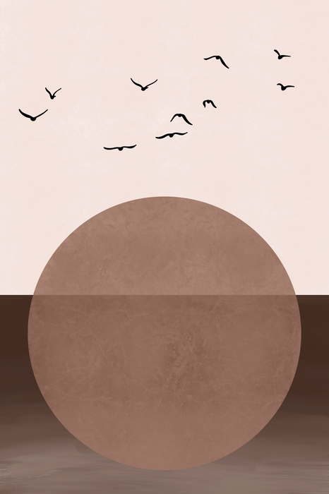 Landschaft mit sonnenuntergang in mocha-mousse-farben