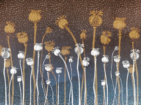 Wildblumen auf dunklem betongrund