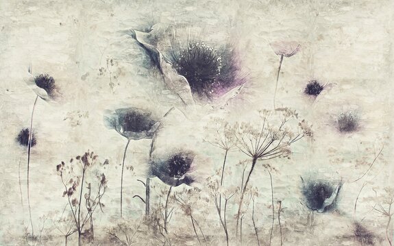 Wildblumen mohnblumen auf einem strukturierten hintergrund im loft-stil