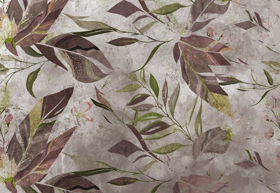 Braune und grüne blätter auf betongrund