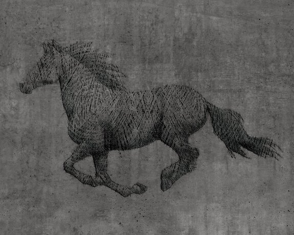 Galoppierendes pferd auf strukturiertem hintergrund