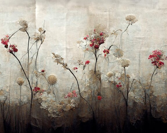 Wildblumen pflanzen abstraktes muster im industriellen stil