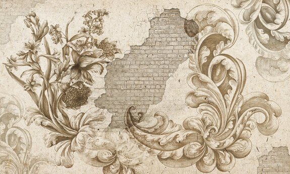 Blumen und ornamente auf betongrund