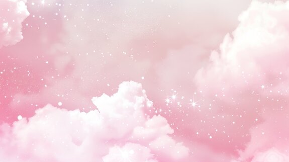 Dicke wolken und sterne am rosa himmel