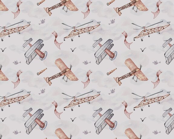 Flugzeuge zwischen den wolken in einem aquarellhimmel