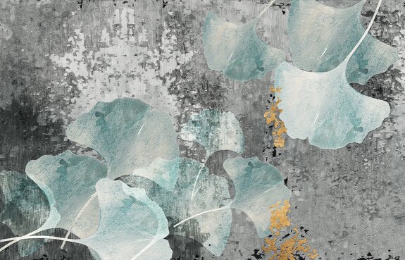 Blaue ginkgoblätter in moderner abstraktion