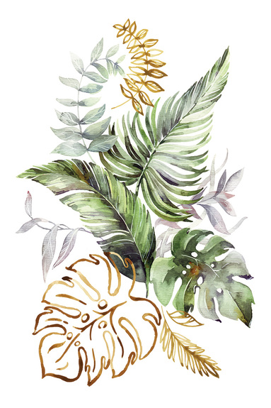 Tropische blätter im aquarellstil