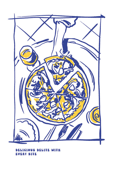 Moderne illustration mit pizza