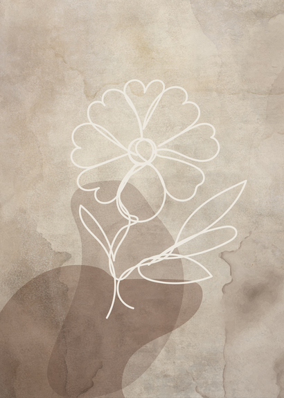 Blume im line art stil auf aquarellhintergrund