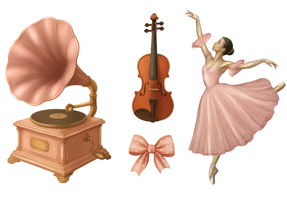Ballerina grammophon und violine