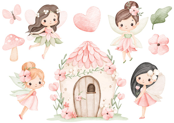 Aquarell-feen und blumen