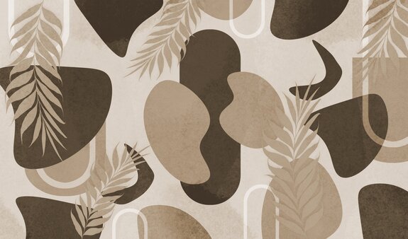 Blätter und geometrische formen beigebraune dekorative komposition