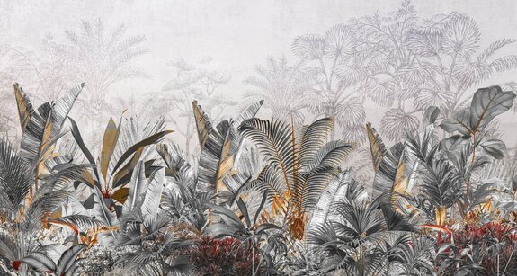 Muster mit tropischen blättern in grau und beigetönen