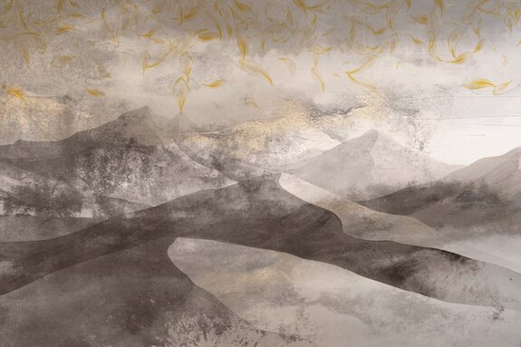 Sandige berge mit goldener verzierung