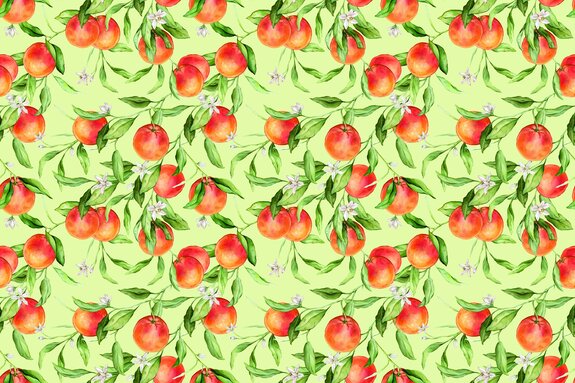 Reife orangen mit blüten