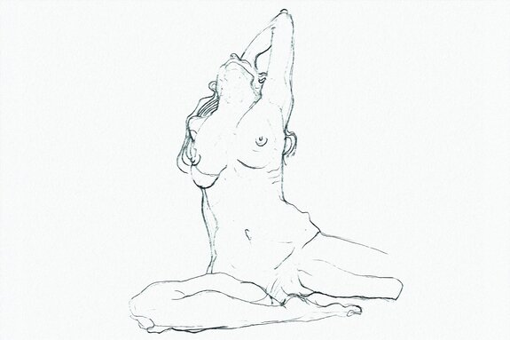 Künstlerische umrisse einer weiblichen silhouette auf weißem hintergrund