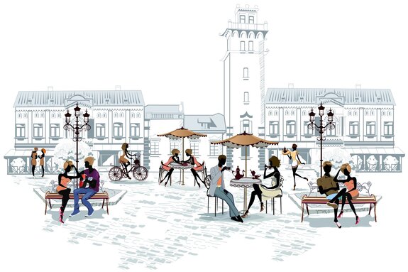 Menschen, die zeit in der stadt verbringen