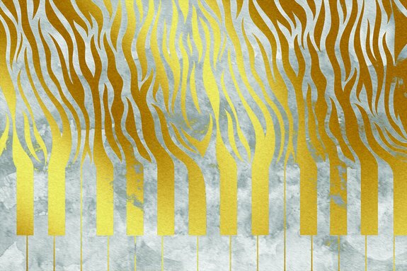 Klaviaturtasten mit goldener zebra-imitation