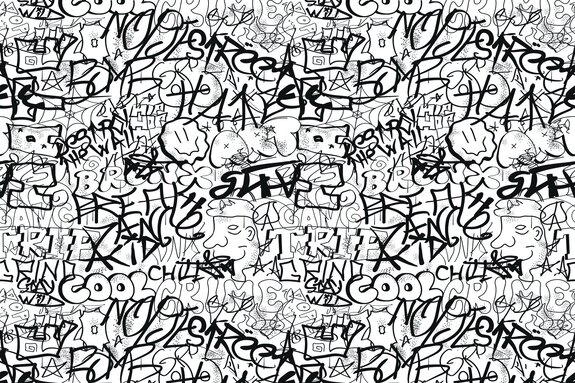 Schwarzes graffiti-schriftmuster im jugendstil