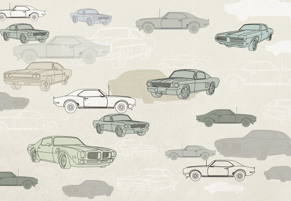 Vintage-autos in grüntönen