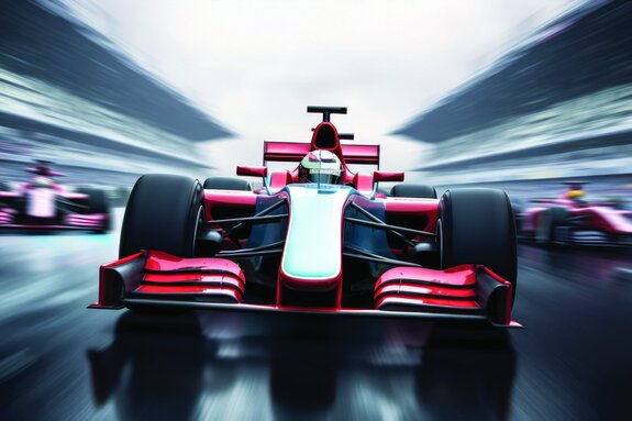 Roter formel-1-wagen während des rennens