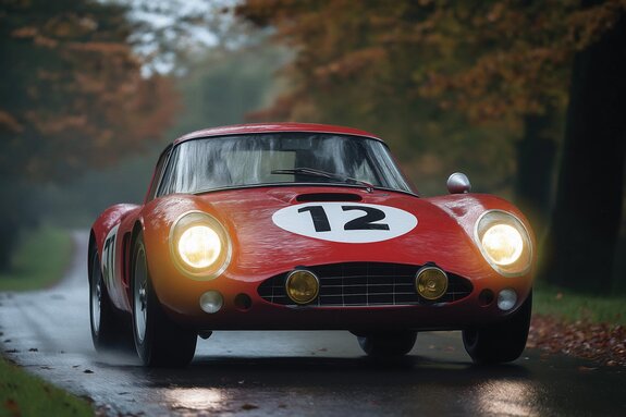 F1-bolide rast mit hoher geschwindigkeit durch die stadt