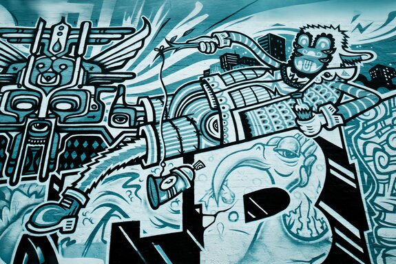 Graffiti mit abstrakten figuren