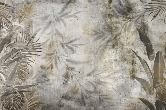 Exotische blätter auf beton natur